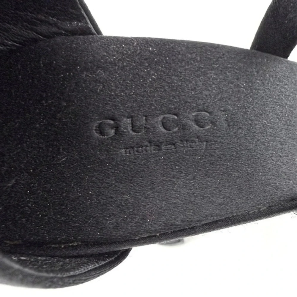 Gucci Black Satin Crystal Heels‎ Strappy Evening Shoes US 8.5